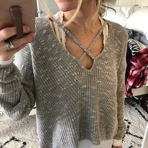 EXPRESS x neck crop sweater